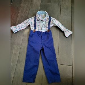 Carter's Pants with Suspenders and Cotton Long-Sleeved Shirt Onesie 24M